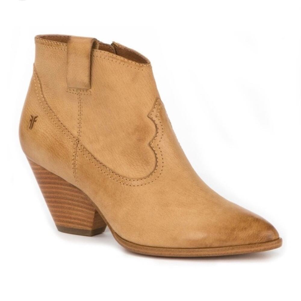 FRYE Reina leather western stitched zip up booties 9.5